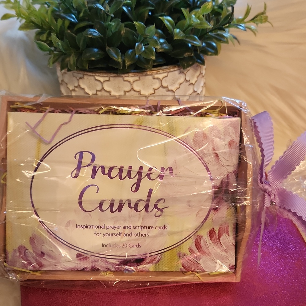 Inspirational prayer/scripture cards -Wood Handled Tray - Set Includes 20 Cards